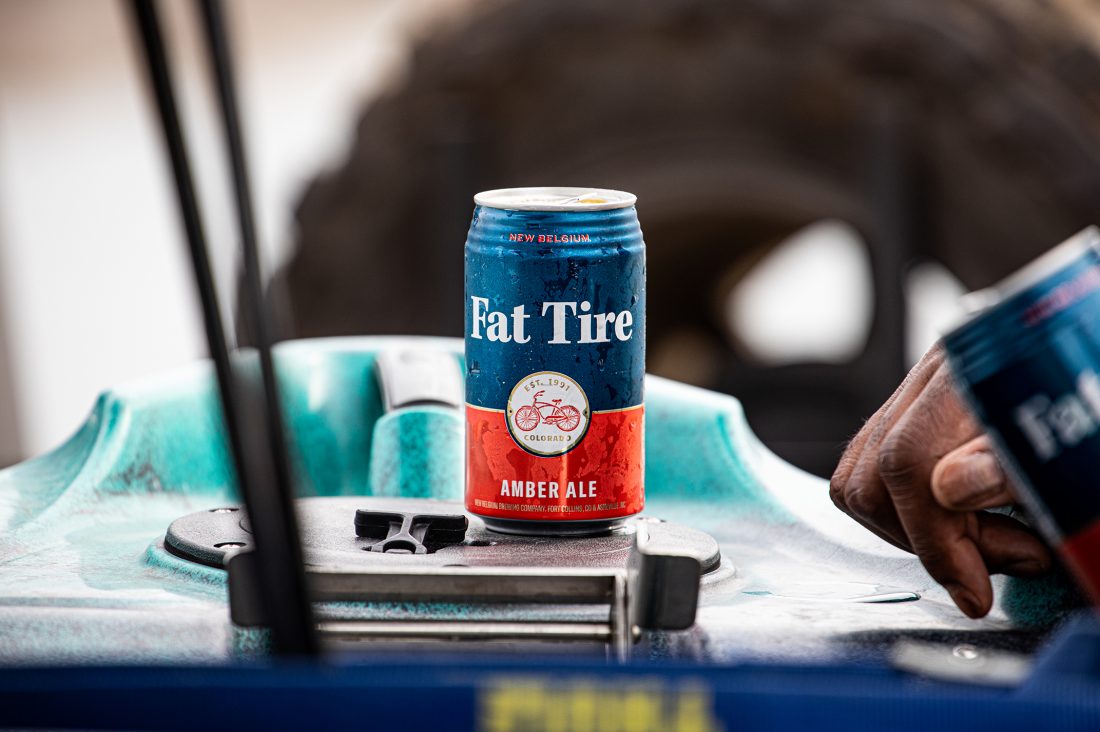 fate tire beer on kayak