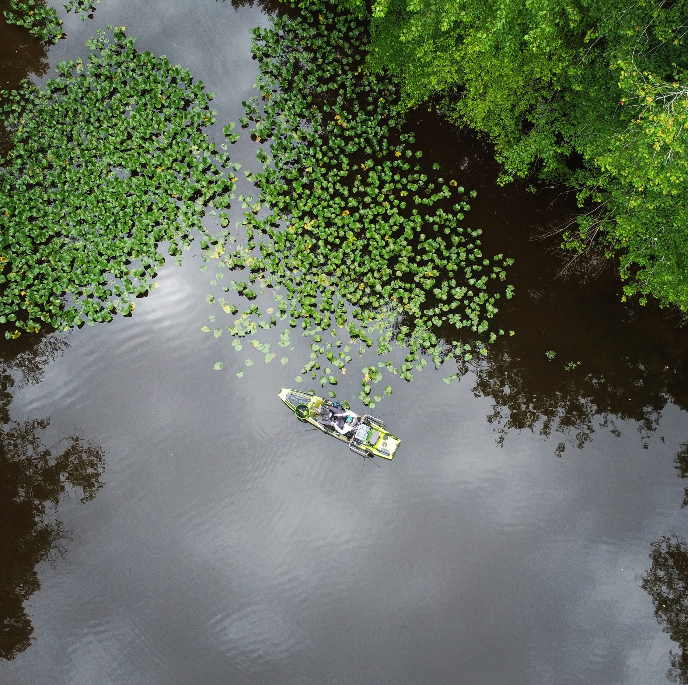 birds eye view of kayak